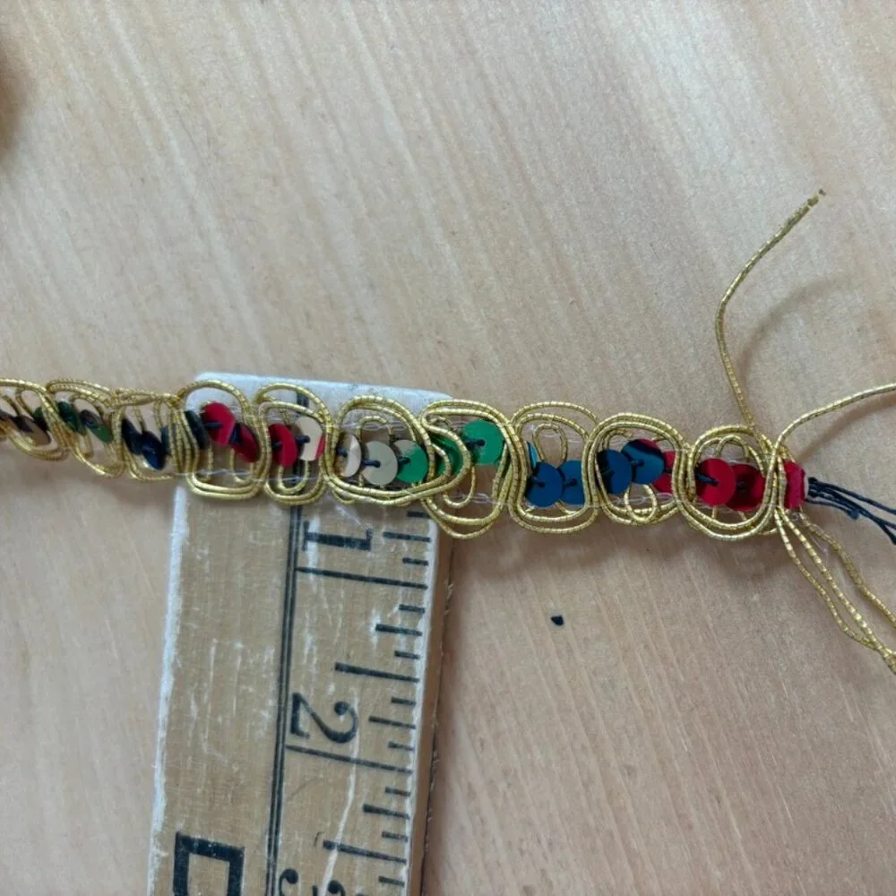 PER YARD Gold Metallic Sequin Trim Red Green Blue Sewing Costume Suppl
